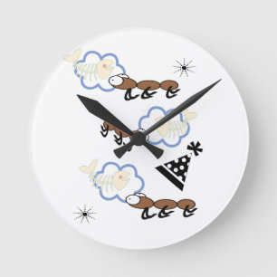 Ants Fish Clouds Clock Rund Klocka