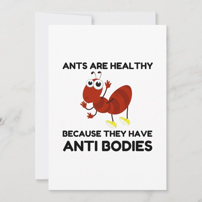 ANTS HEALTHY ANTI BODIES JOKE TECKNAD TACK KORT (Framsida)