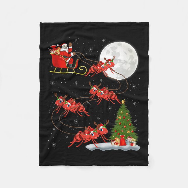 Ants Santa Sleigh Flying Funny Magical Christmas T Fleecefilt (Framsidan)