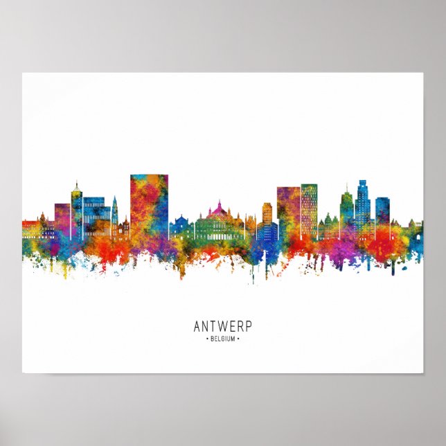Antwerp Belgium Skyline Poster (Framsidan)