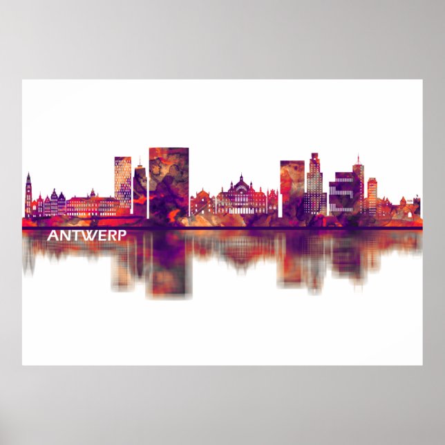Antwerp Belgium Skyline Poster (Framsidan)