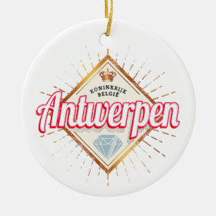 Antwerp Flanders Belgium Retro Vintage Souvenir Julgransprydnad Keramik