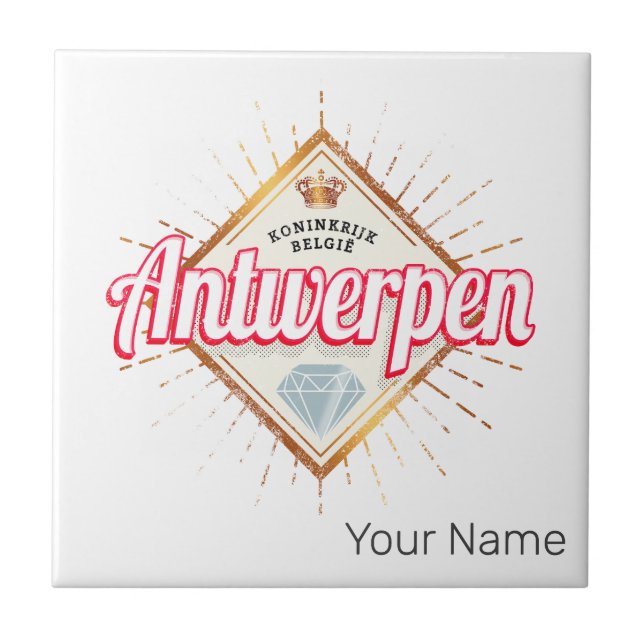 Antwerp Flanders Belgium Retro Vintage Souvenir Kakelplatta (Framsidan)