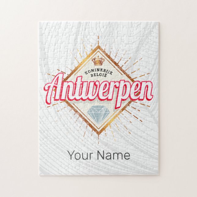 Antwerp Flanders Belgium Retro Vintage Souvenir Pussel (Vertikal)