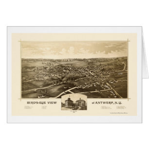 Antwerp panorama- karta för NY - 1888 Hälsningskort