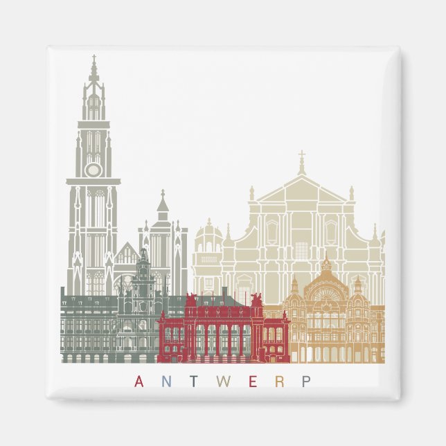 Antwerp skyline poster magnet (Framsidan)