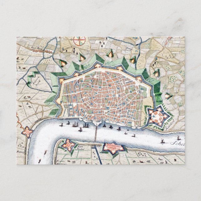 Antwerpen Antwerpen - Belgien Antique Karta Vykort (Framsida)