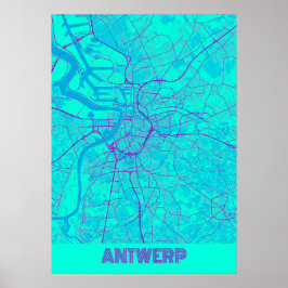 Antwerpen - Belgien Galaxy City Karta Poster
