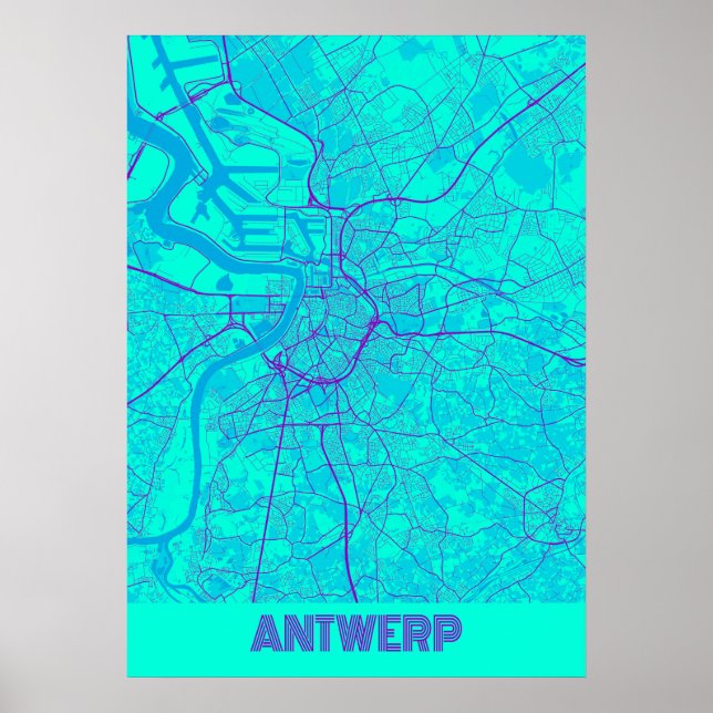 Antwerpen - Belgien Galaxy City Karta Poster (Framsidan)