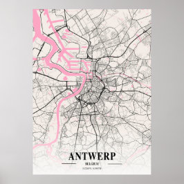 Antwerpen - Belgien Neapolitan City Karta Poster