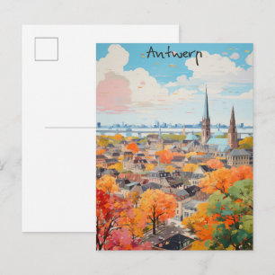 Antwerpen Belgien Resa Stad Estetik Vykort