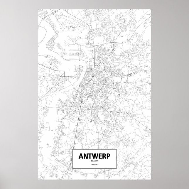 Antwerpen, Belgien (svartvitt) Poster (Framsidan)