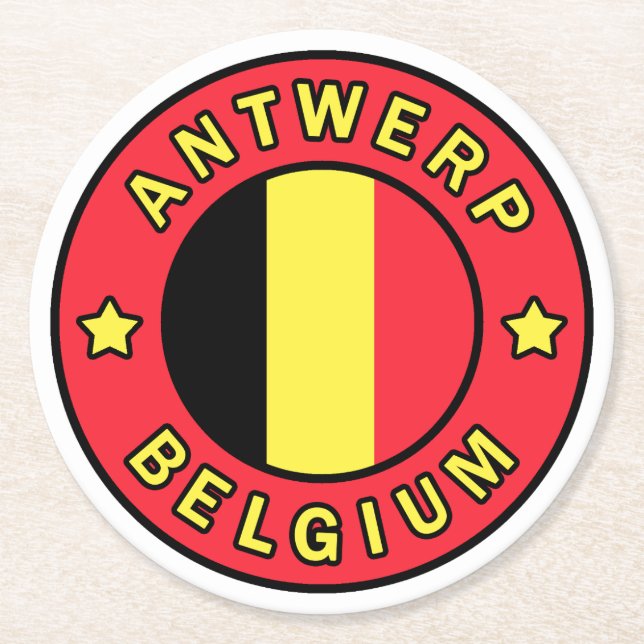 Antwerpen Belgien Underlägg Papper Rund (Framsidan)