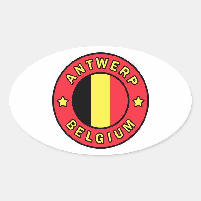 Antwerpen Belgium Ovalt Klistermärke (Framsida)