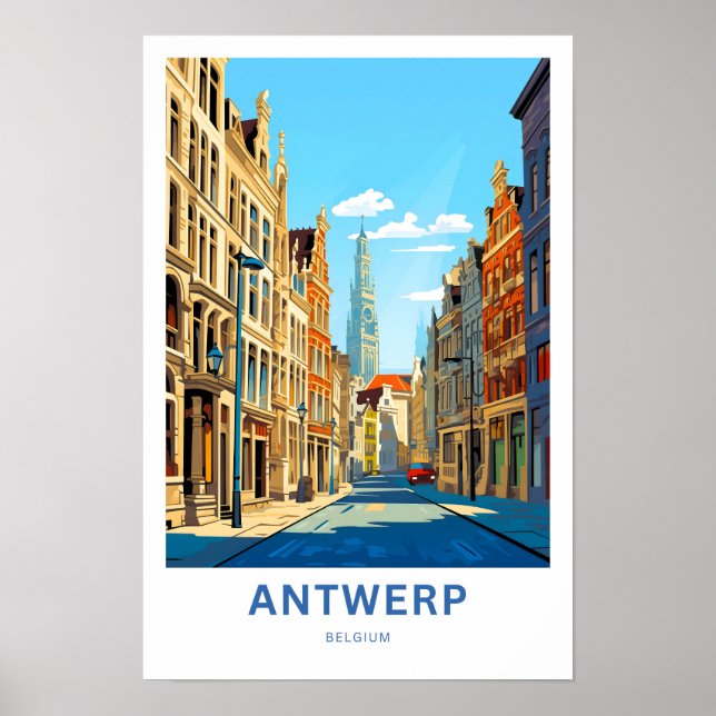 Antwerpen Belgium Travel Skriv ut Poster (Framsidan)