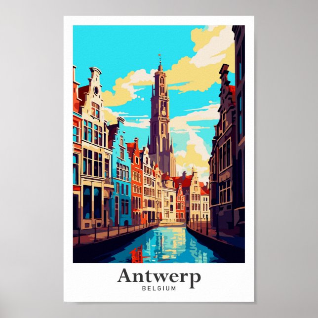 Antwerpen Belgium Vintage resor Porträtt Poster (Framsidan)