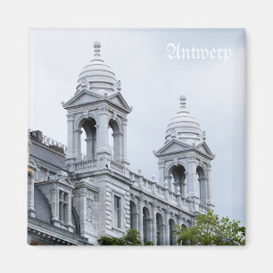 Antwerpen centralstation på grå dag magnet