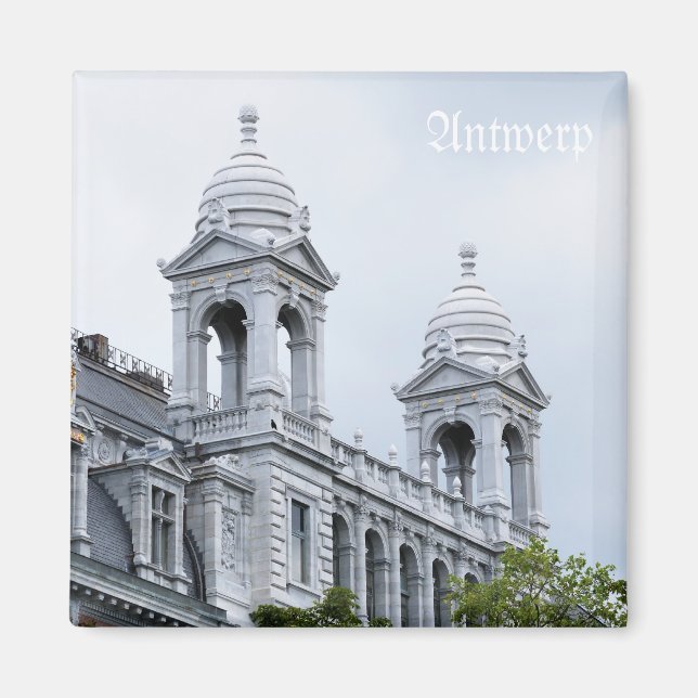 Antwerpen centralstation på grå dag magnet (Framsidan)
