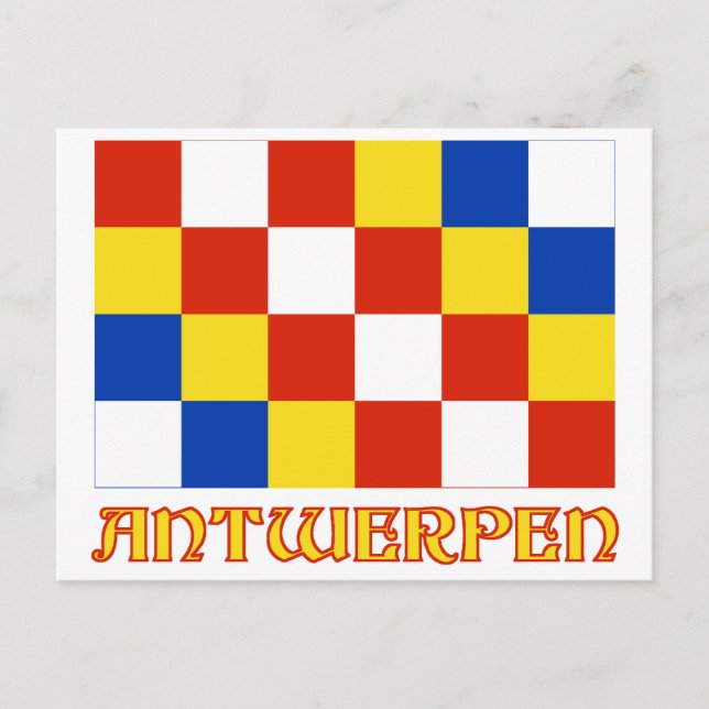 Antwerpen Flagga med Namn Vykort (Framsida)