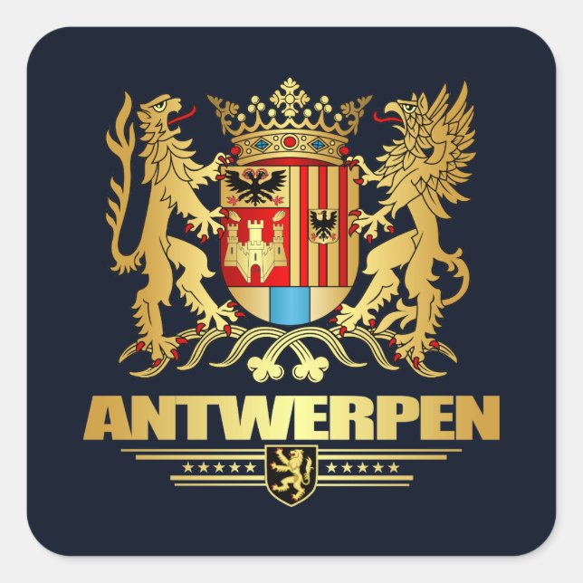 Antwerpen Fyrkantigt Klistermärke (Framsida)