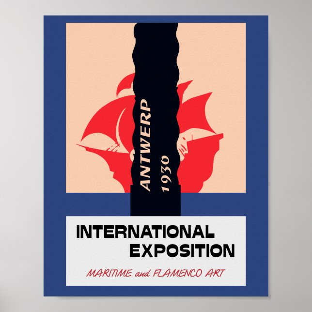 Antwerpen retro vintage maritima och flamenco expo poster (Framsidan)