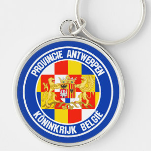 Antwerpen Rund Emblem Silverfärgad Nyckelring