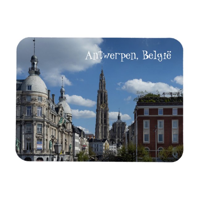 Antwerpen stadsbild Belgien från Steenplein Magnet (Horisontell)