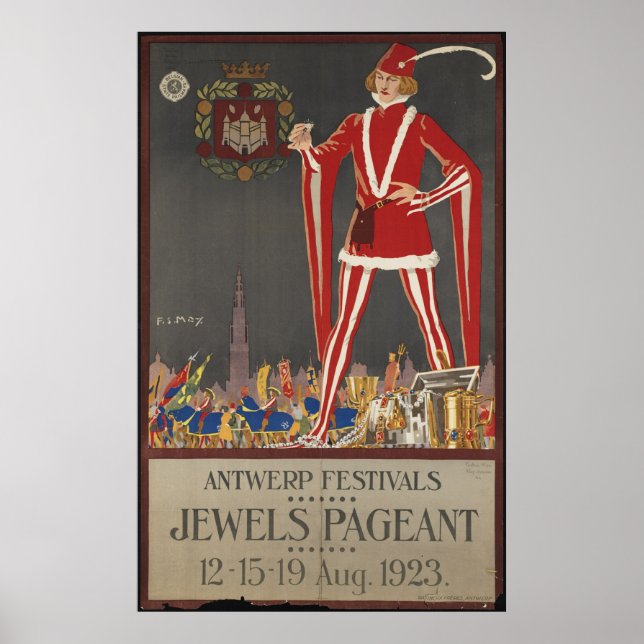 Antwerpen Vintage resor Poster och Retro-utskrifte (Framsidan)