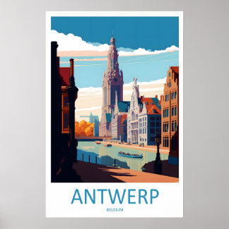 Antwerpen Vintage Resoraffisch Skidnationalpark Poster