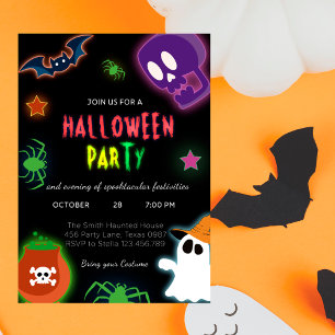 Anual Halloween Anpassningsbar Party Neon Cute Gho Inbjudningar