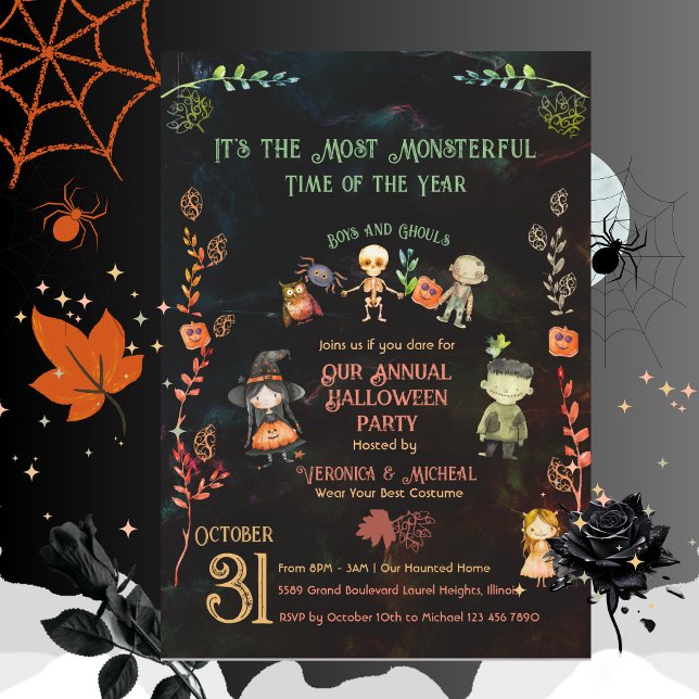 Anual Halloween Costume Monster Party Inbjudningar (Annual Halloween Costume Monster Party Invitation)
