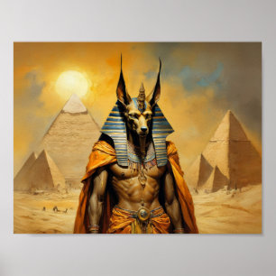 Anubi Den egyptiska guden med pyramider Poster