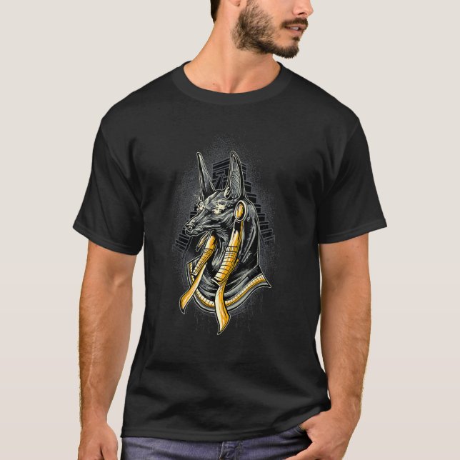 Anubis Ancient Egypten Gud Hieroglyphic T Shirt (Framsida)