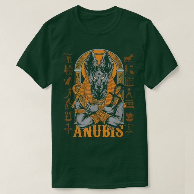 Anubis Ancient Egypten Hieroglyphics Vintage T Shirt (Design framsida)