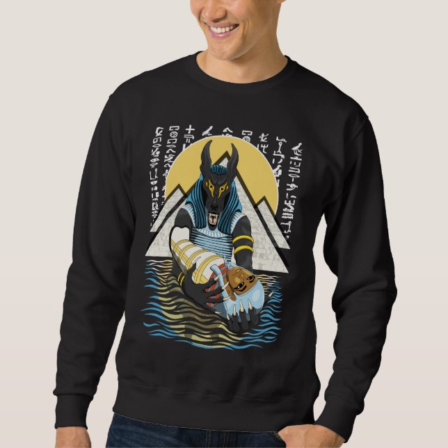 Anubis Ancient Egyptian God Illustration Lång Ärmad Tröja (Framsida)