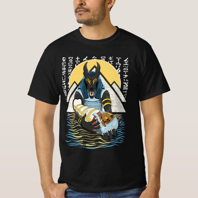 Anubis Ancient Egyptian God Illustration T Shirt (Framsida)