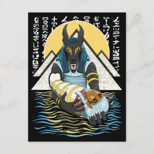 Anubis Ancient Egyptian God Illustration Vykort