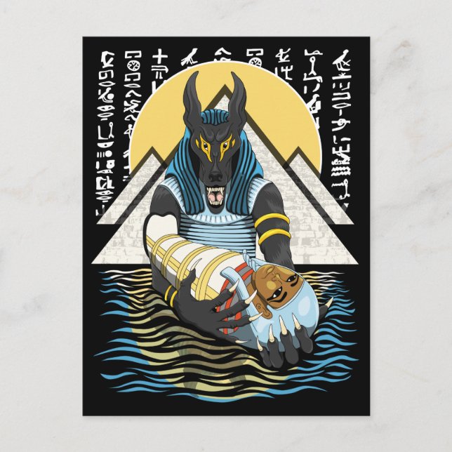 Anubis Ancient Egyptian God Illustration Vykort (Framsida)