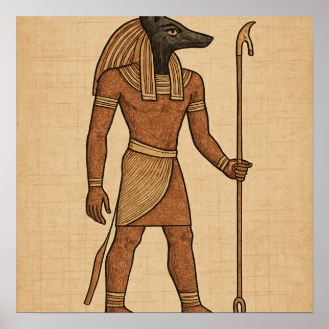 Anubis Ancient Papyrus Egyptian Poster (Framsidan)