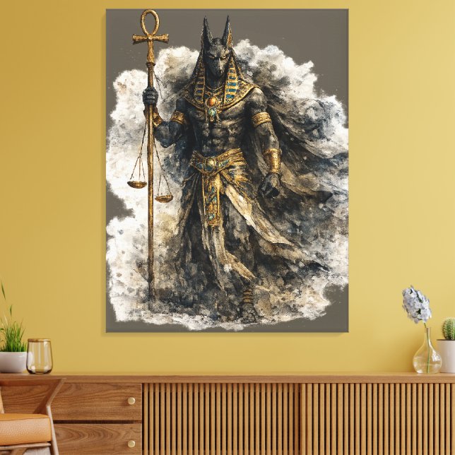 Anubis Canvas Art Ancient Egyptian Mythology Decor (Insitu (Vardagsrum))