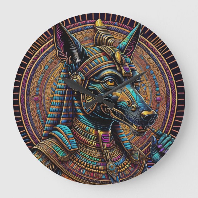 Anubis Egyptian Art Stor Klocka (Framsida)