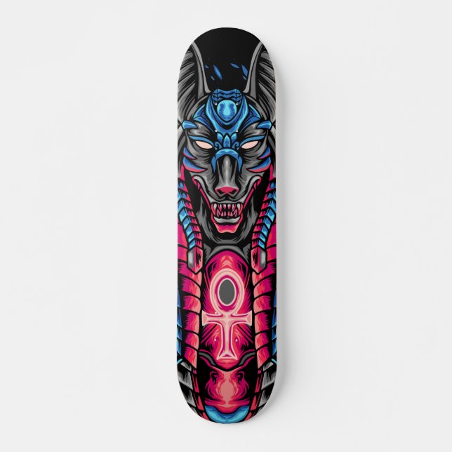 Anubis Egyptian Graphic Mini Skateboard Bräda 18,5 Cm (Framsida)