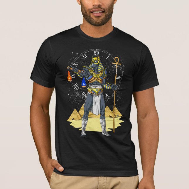 Anubis Egyptian Gud Ancient Ankh Mythology T Shirt (Framsida)