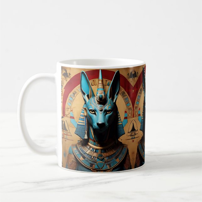 Anubis Egyptian Gud Jackal eller Man Kaffemugg (Vänster)