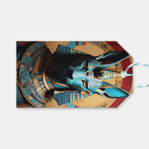 Anubis Egyptian Gud Jackal eller Man Presentetikett