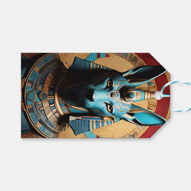 Anubis Egyptian Gud Jackal eller Man Presentetikett (Framsidan (Horisontell))