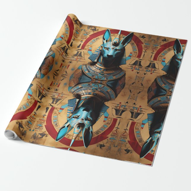 Anubis Egyptian Gud Jackal eller Man Presentpapper (Utrullad)