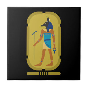 Anubis Egyptian Gud, Mummification Ceramic Tile Kakelplatta