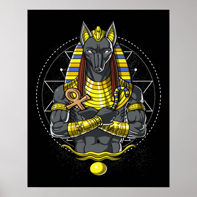 Anubis Egyptian Varg God Egypten Ankh Mythology Poster (Framsidan)