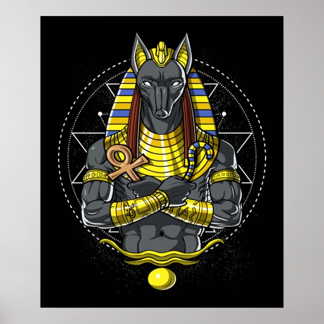 Anubis Egyptian Varg God Egypten Ankh Mythology Poster (Framsidan)